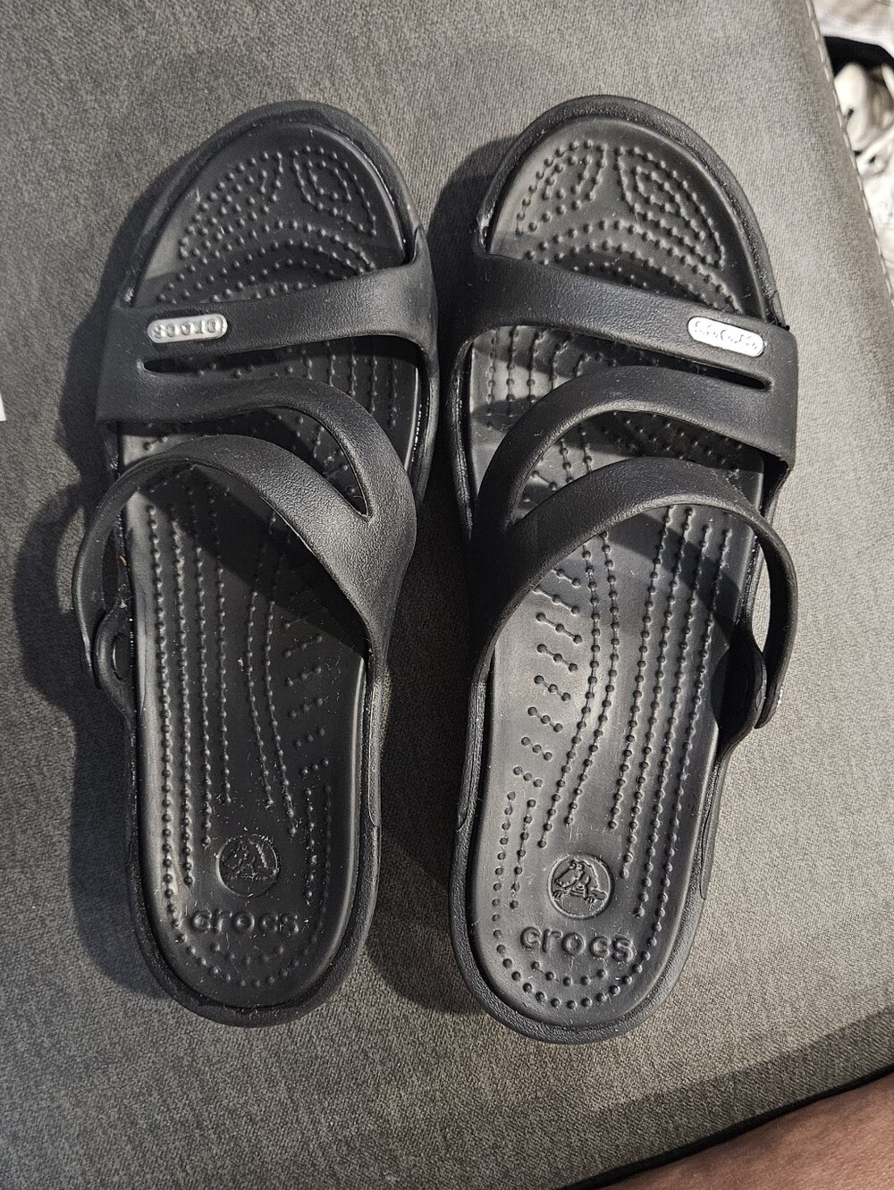 CROCS Women's Black Triple-Strap Slide Sandals